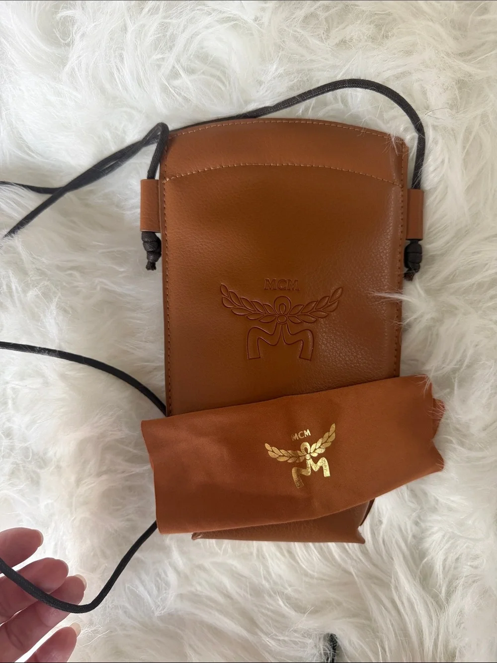 MCM NEW Leather Crossbody Pouch with Black Sunglasses